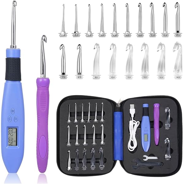 Amazon.com: Foxyoo Ergonomic Crochet Hooks Set, 18 Interchangeable